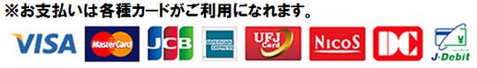 お支払いは各種カードがご利用になれます。